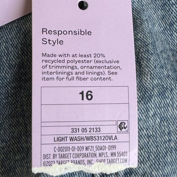 NEW Wild Fable Super High Rise Stretch Jean Shorts French Seam Detail Size 16 - Picture 11 of 12